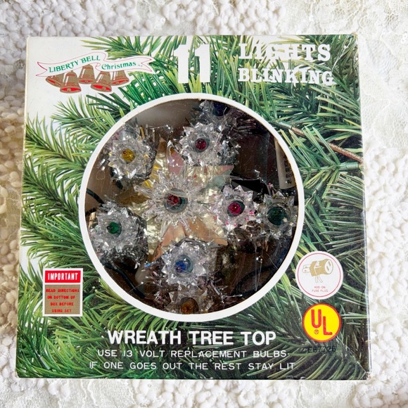 5" Star Christmas Tree Top Topper 11 Light Starburst Multicolor Silver Tinsel - Picture 1 of 6